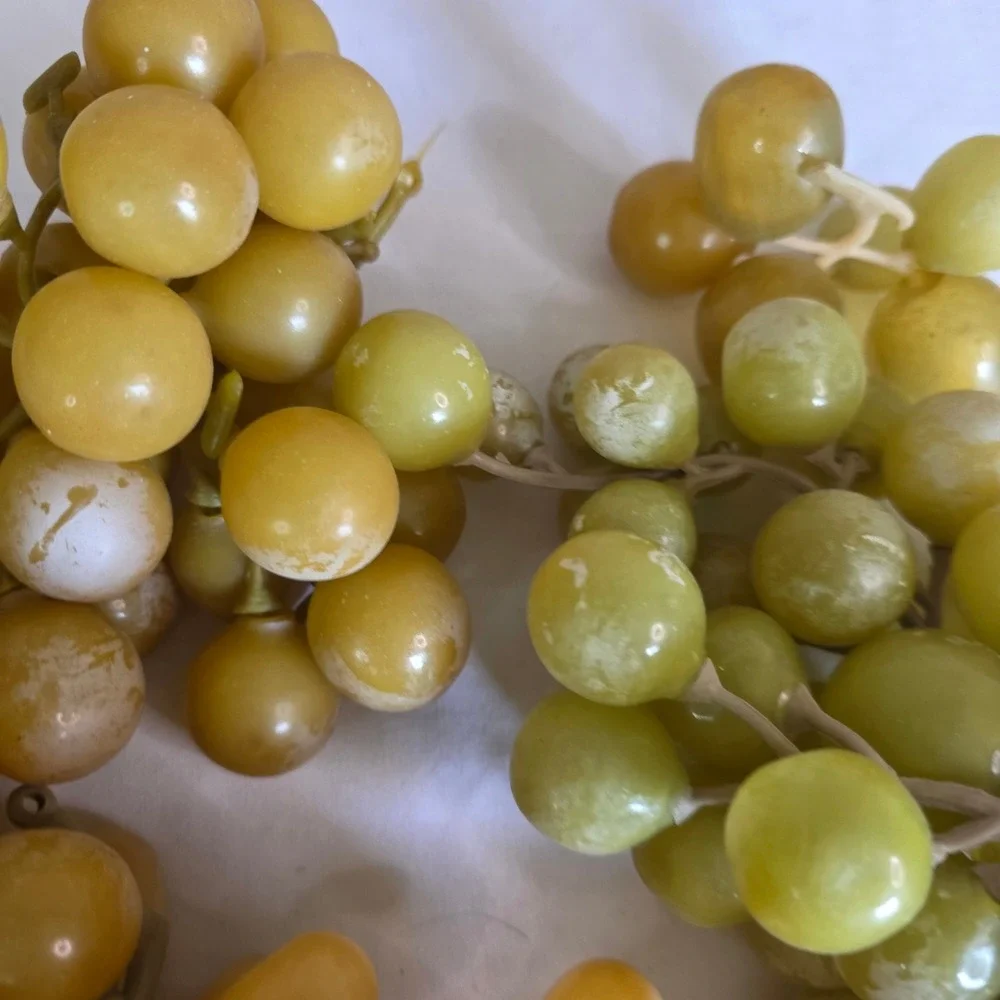 Vintage MCM Lucite Acrylic Grape Clusters Amber Yellow Green Set of 4 Decor